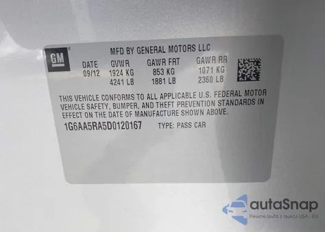 2013 Cadillac Ats Standard из США, поврежденный, VIN 1G6AA5RA5D0120167